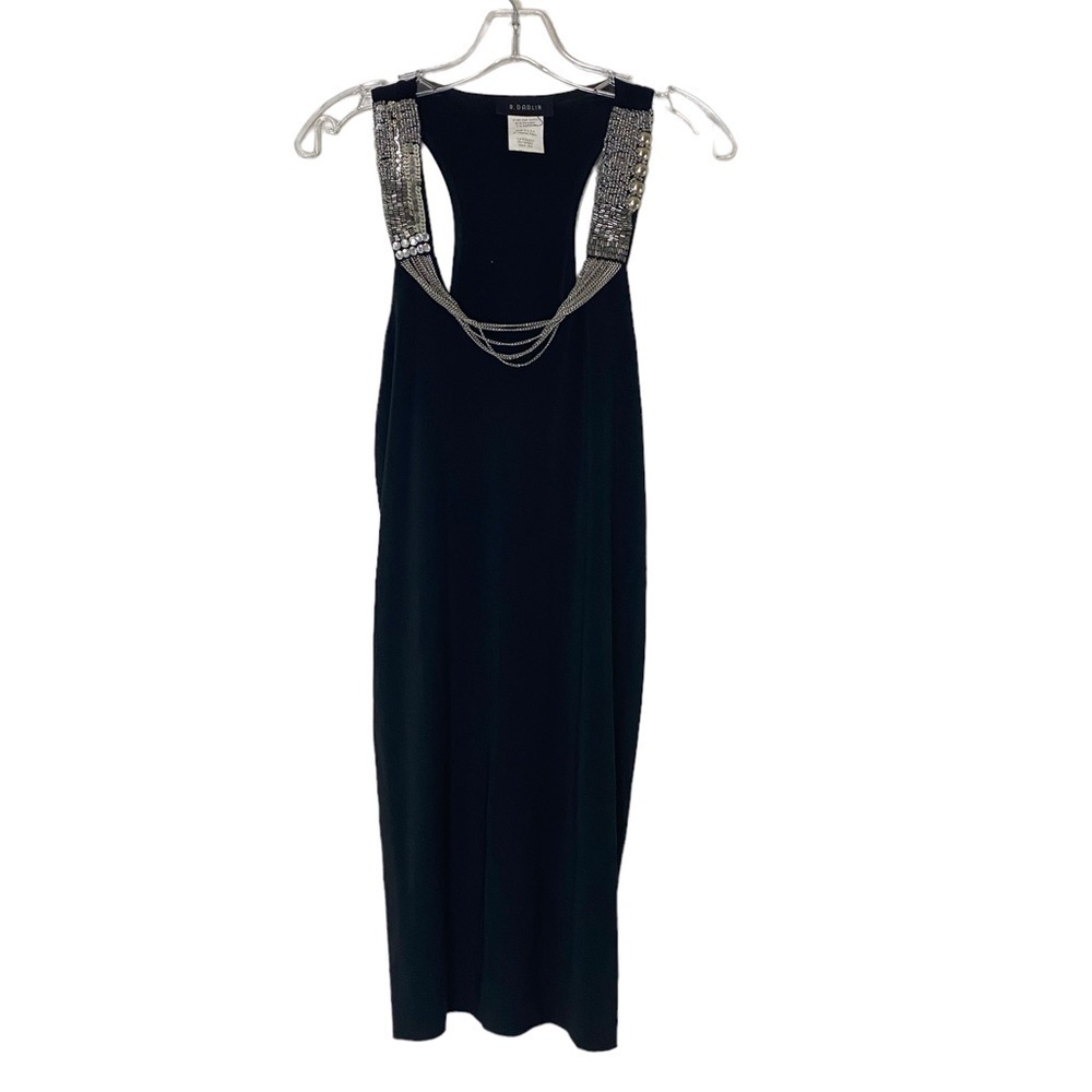 B Darlin Black Beaded Chain Detail Dress 5/6 Sleeveless Racerback Cocktail Party
